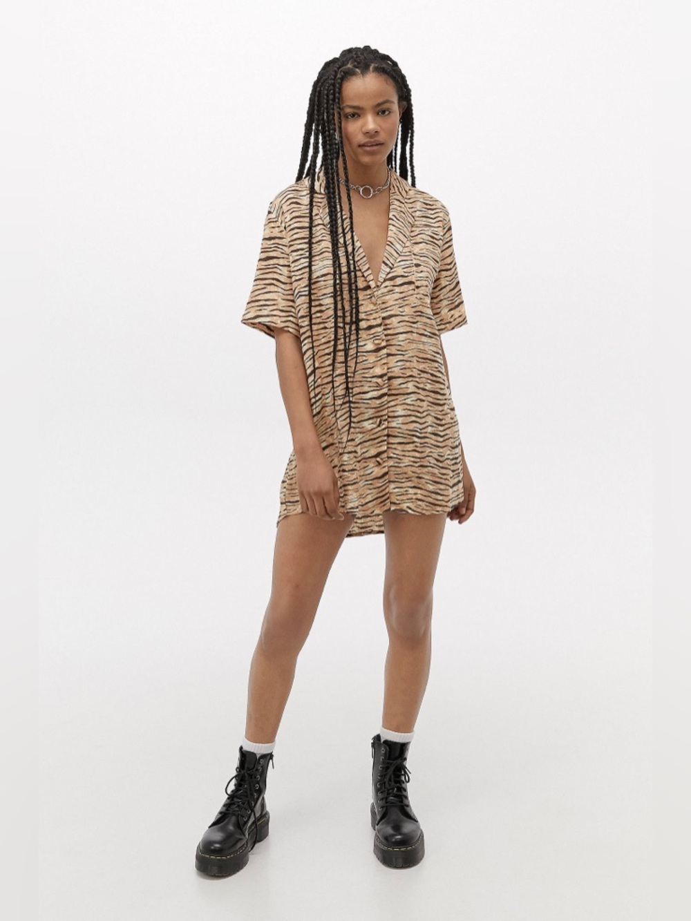 NWOT Faithfull the Brand Charlita Linen Shirt Dress in Wyldie Animal size XS